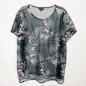 Lane Braynt Womens Top Size 22/24 Sheer Lace Floral Whimsical Fairy Lightweight